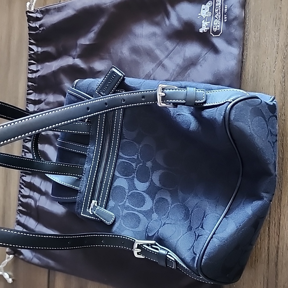 Vintage Signature Black Coach Small Backpack Purse - Picture 3 of 8